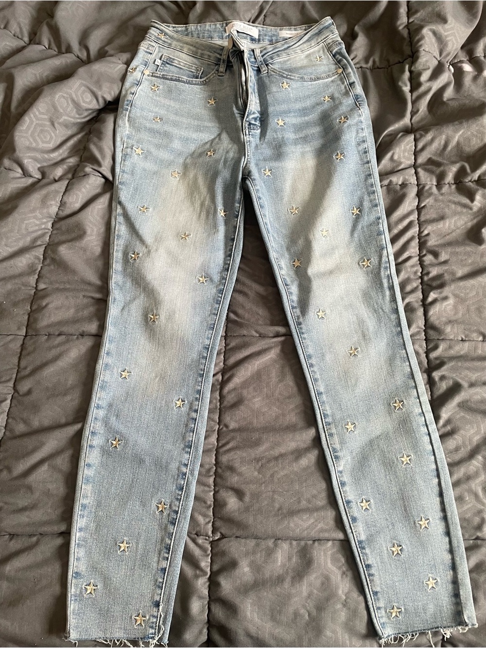Judy Blue Light Blue Skinny Jeans with Star Embroidery